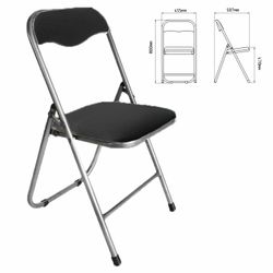 A folding chair for the house and office RS04, silver frame, leather black