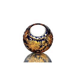 Гусевской Хрустальный завод / Crystal vase-basket "Ball" medium amber-blue