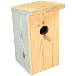 Gable birdhouse with bird