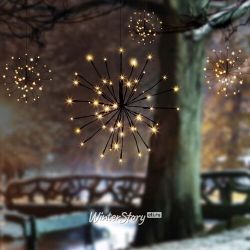 Kaemingk / Decoração LED Polar Star preta 70 cm, 160 lâmpadas LED brancas extra quentes com cintilação, IP44