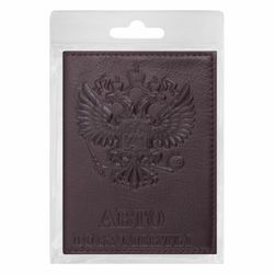 Cover for avtodokumentov genuine leather "Virginia", "Coat", maroon, BRAUBERG