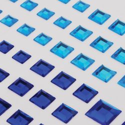 Strass autocollants "Carré", 6-15 mm, 80 pcs., Bleu / bleu clair, soutenu, ÎLE AU TRÉSOR