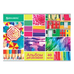 BRAUBERG  / Album da disegno "Collage", 202x285 mm, 40 fogli A4, punti metallici, vernice selettiva