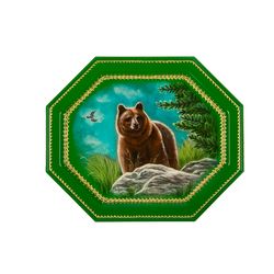 Сувениры из Н.Тагила / Souvenir di N. Tagil / Vassoio "Soggetto dipinto. Orso", 30x25 cm