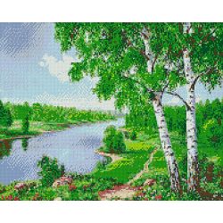 Опт-картина / Diamantmosaik, 40x50, quadratische Strasssteine Russischer Wald