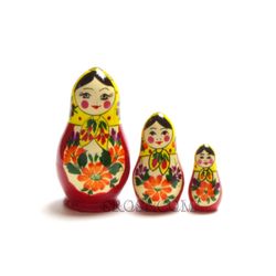 Семеновская роспись / Grushenka - traditional matryoshka, 3 dolls