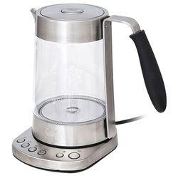 Kettle KITFORT CT-601, 1.7 litres, 2500 w, closed heating element, 4 heating modes, glass, silvery