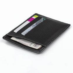 Credit card cases men's FABULA "Blackwood", genuine leather, stitching, 8 pockets, black