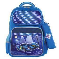 INLANDIA backpack with pencil case in the kit, ergo-backrest, boys, "Car", 42х29х14 cm