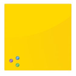 Tableau marqueur magnétique en verre (45x45 cm), 3 aimants, JAUNE, BRAUBERG
