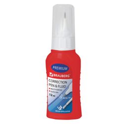 Pen-concealer + BRAUBERG correction fluid, 12 ml, 2 in 1: metal tip + brush