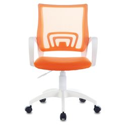 BRABIX / Armchair "Fly MG-396W", with armrests, white plastic, mesh, orange, 532401
