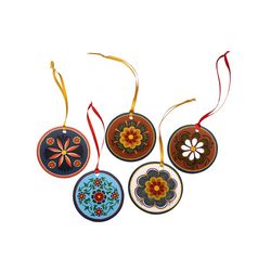 Шугозерская роспись / Shugozerskaya painting / Set of interior pendant decorations with compositions of Shugozerskaya painting