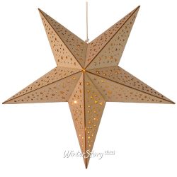 Kaemingk / Glowing wooden country star with 40 cm stars, battery operated, 10 warm white LED lights
