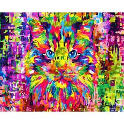 Опт-картина / Painting by numbers 40x50 Colorful cat