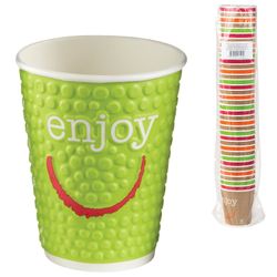 HUHTAMAKI / Disposable cups "ENJOY" 200 ml paper single-layer, color printing, cold / hot, SET 37 pcs.