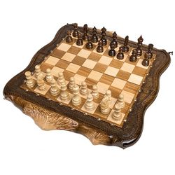 GamesDealer / Chess + Backgammon carved "Ararat" with bronze 50, Ohanyan