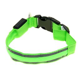 Пижон / Dude / Collar with light and 2 reflective stripes, 38-40 cm, 3 light modes, green