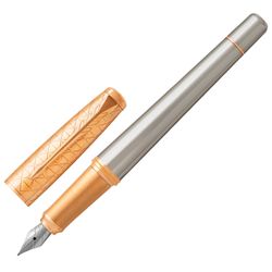 Stylo plume PARKER "Urban Premium Aureate Powder GT", corps argenté, détails plaqués or, bleu