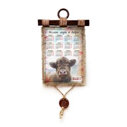 Универсальный свиток / Universal scroll / Wall calendar "2021 I wish you peace and good" with a pendant made of sealing wax, A4 format vertical