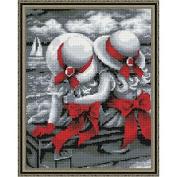 Опт-картина / Mosaico de diamantes 40x50, diamantes de imitación redondos Novias en el mar
