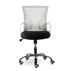 Armchair BRABIX "Wings MG-306", plastic white, chrome, mesh, gray / black