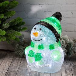 Kaemingk / Figura brilhante Snowman Frosty Green 24 cm, 20 lâmpadas LED, alimentado por bateria, IP44