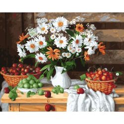 Опт-картина / Картина по номерам 40х50 Ромашки и ягоды
