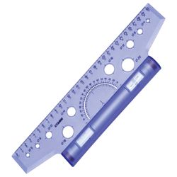 Line with roll's (t-square) 30 cm, STAMM, plastic roller, with the protractor, transparent