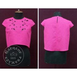 Елецкие кружева / Yelets lace / Women's linen top "Leaves"