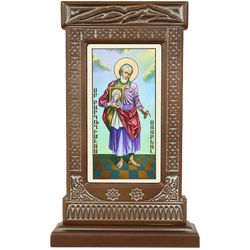 Vernissage of History / Icon-khachkar "Apostle St. Bartholomew" in a carved frame, 27 x 17