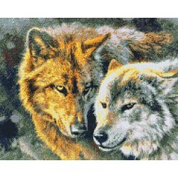 Опт-картина / Khảm kim cương, 40x50, thạch vuông Wolves