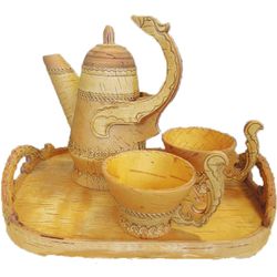 Coffee set made of birch-bark for 2 persons