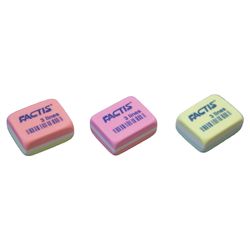 Eraser FACTIS 3 Lines (Spain), 30х24х13 mm, color assorted, rectangular, PVC