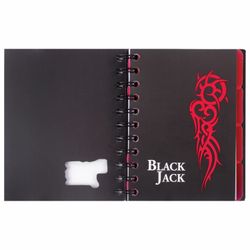 BRAUBERG / Bloco de notas "Black Jack" PEQUENO FORMATO 150 folhas A6, 105x148 mm, pente lateral, elástico, capa de plástico, gaiola