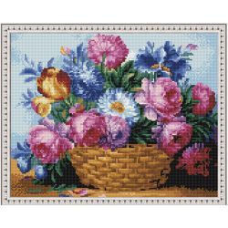 Опт-картина / Elmas mozaik 40x50, yuvarlak rhinestones Sepet içinde buket
