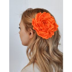 Milotto / Hairpin-brooch "Rose" orange