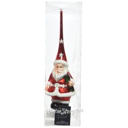 Kaemingk / Topo da árvore de natal Santa - Coleção Christmasville 28 cm, vermelho, vidro