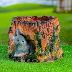 Хорошие сувениры / Figured planter "Hare in a tree stump" 22x17 cm