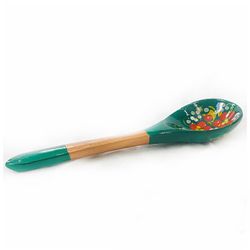 Хохлома Оптом / Wooden salad spoon "Zelenushka" 10 pieces