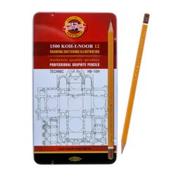 Koh-I-Noor / A set of black lead pencils of different hardness 12 pcs, HB-10H