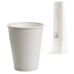 FORMATION / Disposable cups 300 ml, SET 50 pcs., Single-layer paper, white, cold / hot