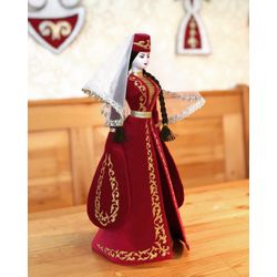 Asik / Ossetian doll in a velvet suit with embroidered patterns, 35 cm