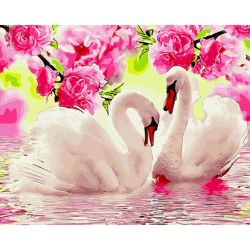Опт-картина / Painting by numbers 40x50 White swans