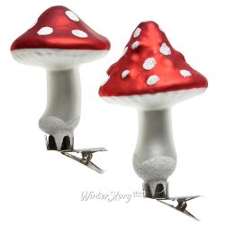 Kaemingk / Christmas decoration Mushrooms-Amanita 9 cm, 3 pcs, glass, clip