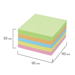 BRAUBERG / Block for notes in a transparent stand, cube 9x9x5 cm, color