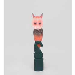 Decor and Gift / Wooden figurine "Owl" 60 cm pink