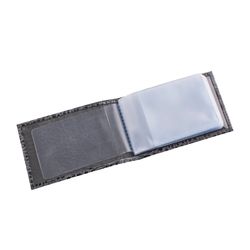 BEFLER / Pocket business card holder "Cayman", for 40 business cards, genuine leather, crocodile, gray
