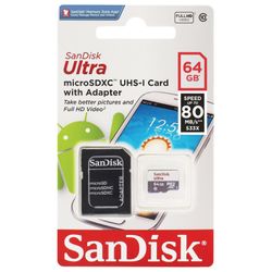 SANDISK Ultra / microSDXC memory card, 64 GB, UHS-I U1, 80 Mb / s (class 10), adapter