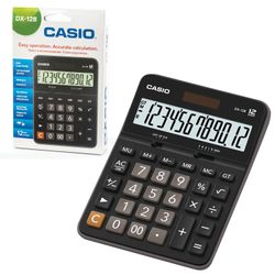 Desktop calculator CASIO DX-12B-W (175x129 mm), 12 digits, dual power supply, black